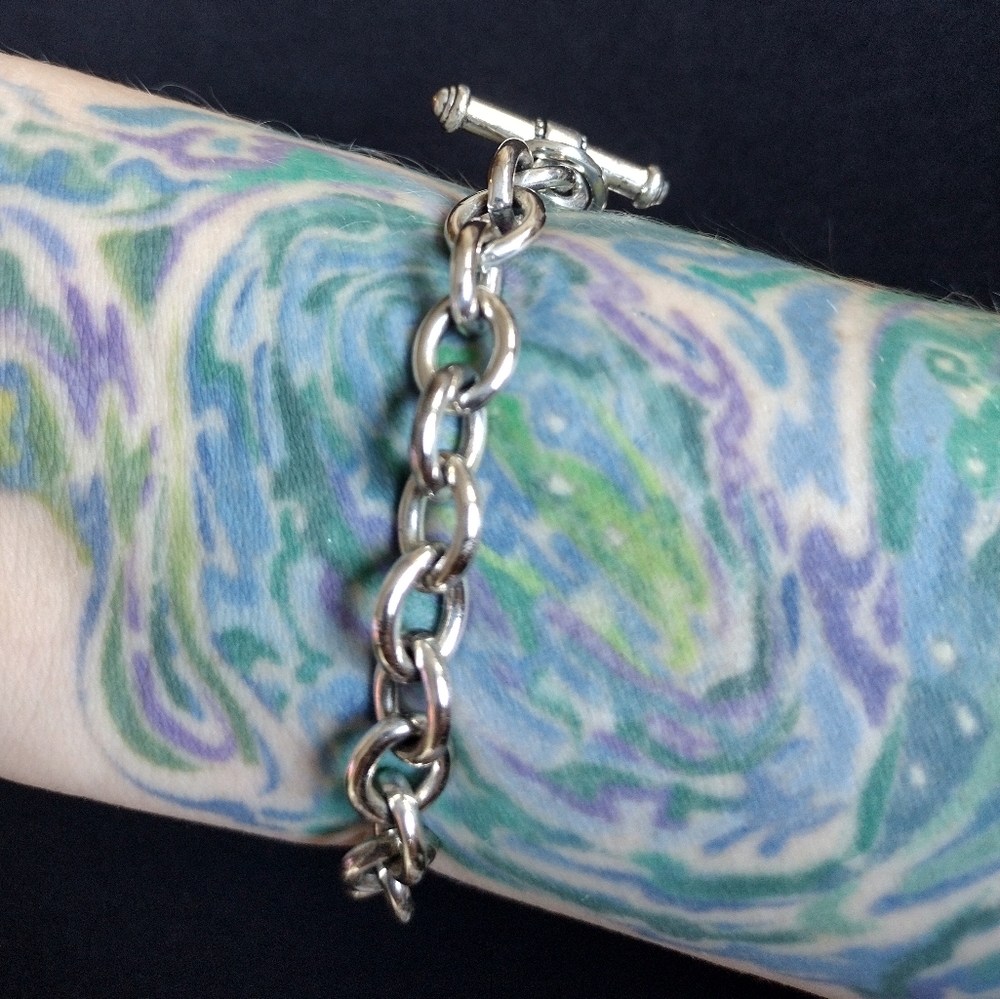Ecclissi Sterling Silver Rolo Bracelet With Watch Charm - Picture 4 of 10